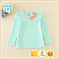 long sleeve t-shirts mint colour warm clothes winter undershirts gilrs baby lace appliqued T-shirts wholesale retail price